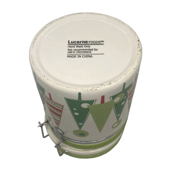 Christmas Trees Wire Bail Lidded Candy Coffee Treat Crock Canister Lucerne Foods - Picture 11 of 16